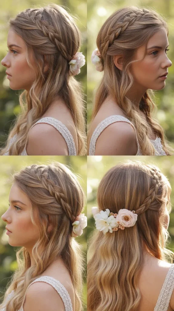 Braided Crown Half-Up Style