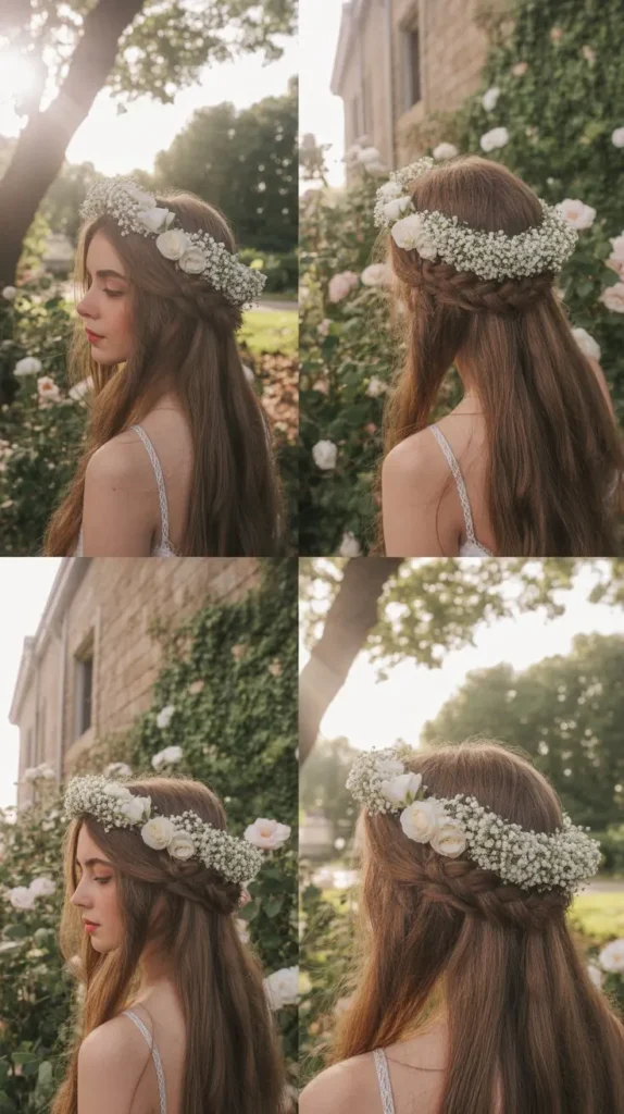 Braided Halo with Floral Accents