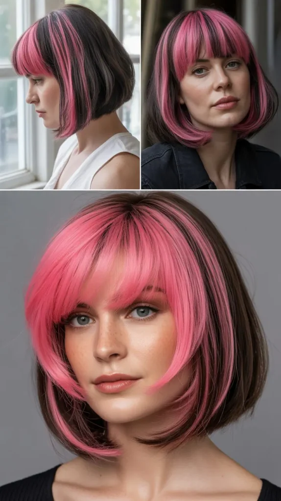 Pink Highlighted Bob Wig