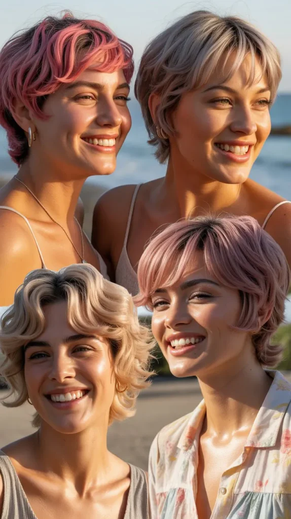 Pink and Blonde Highlighted Short Wig