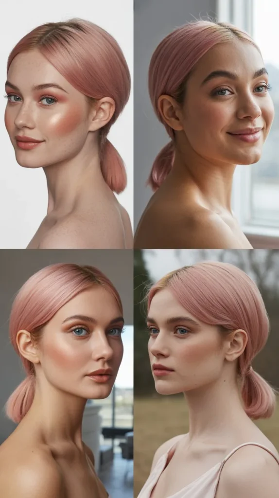 Low Pink Ponytail with Sleek Finish