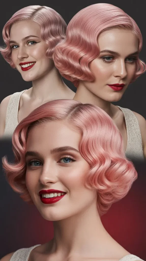 Soft Pink Finger Wave Wig