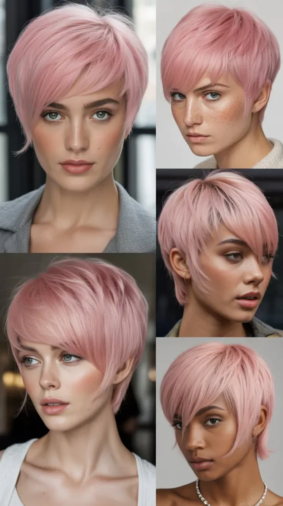 Baby Pink Pixie Wig with Side Part