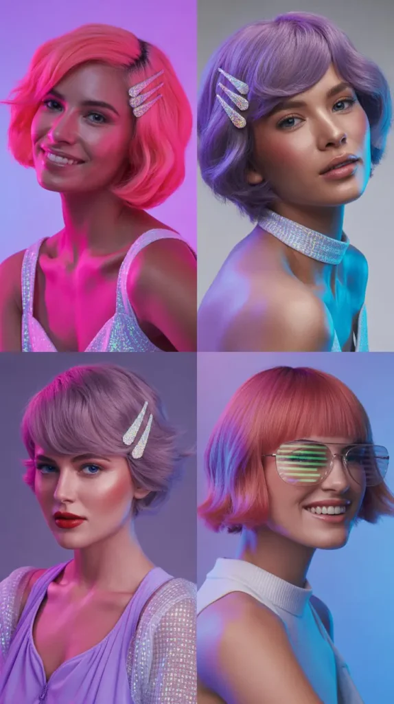 Pink and Purple Short Wig