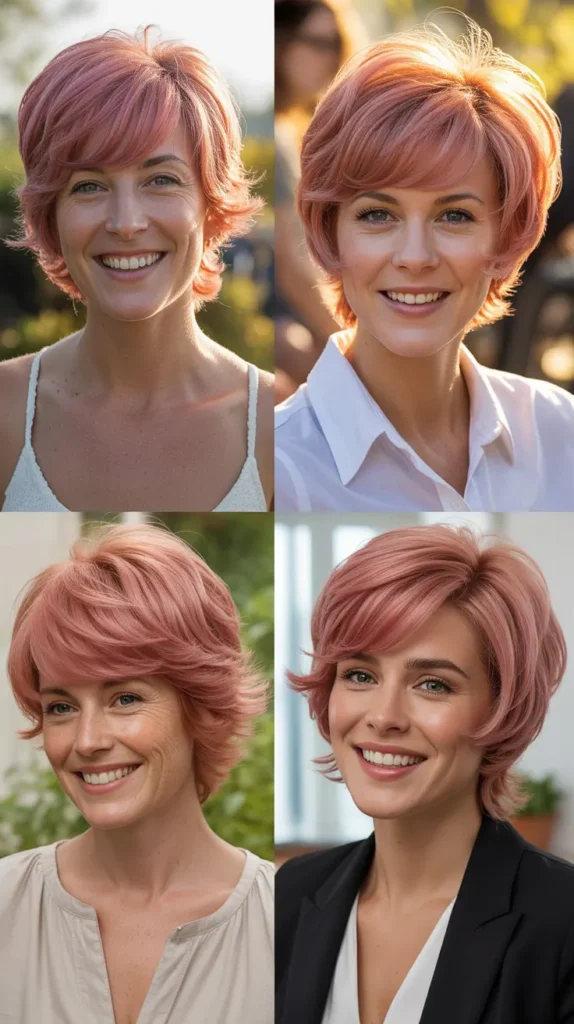 Strawberry Pink Layered Short Wig