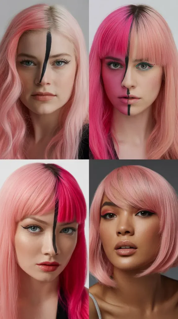 Two-Tone Pink Wig with Side Part
