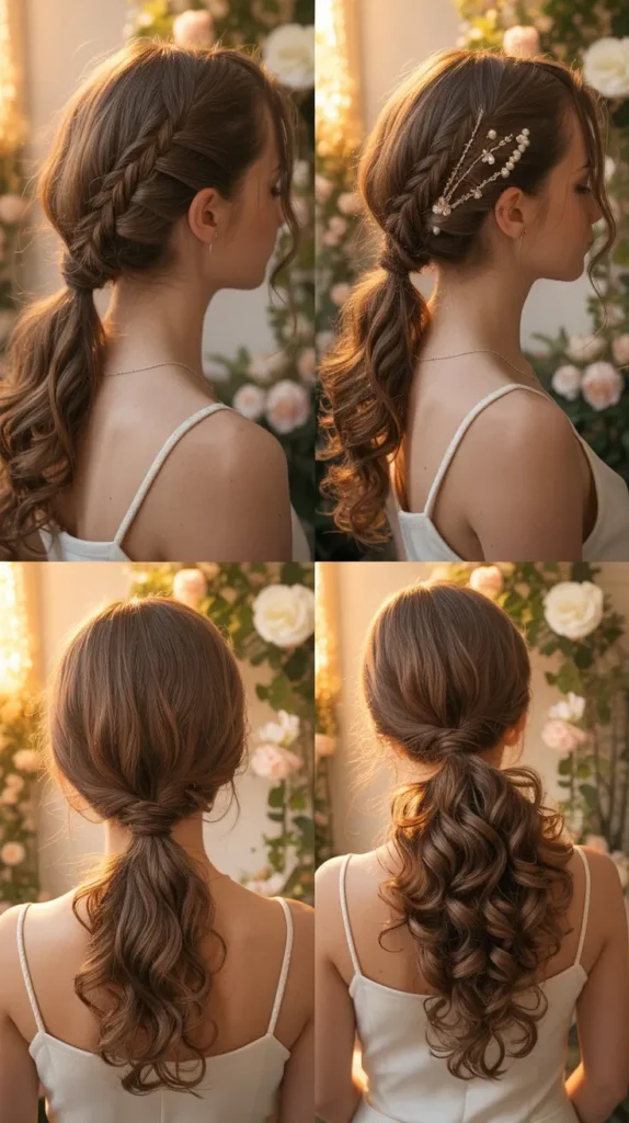 Loose French Braid into Curly Ponytail