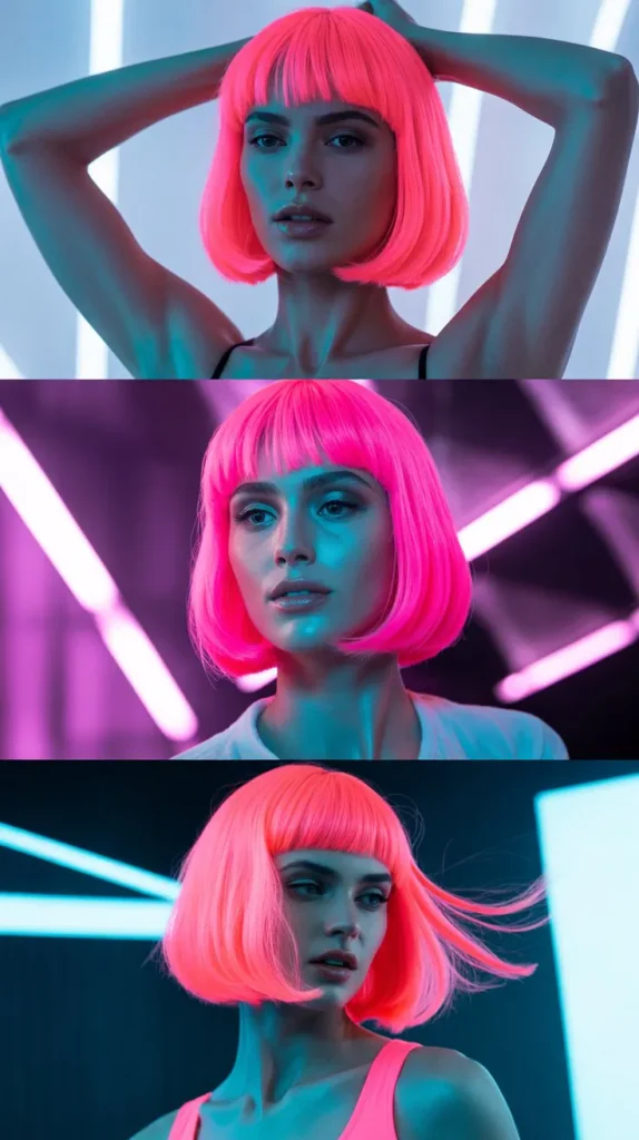 Neon Pink Bob Wig