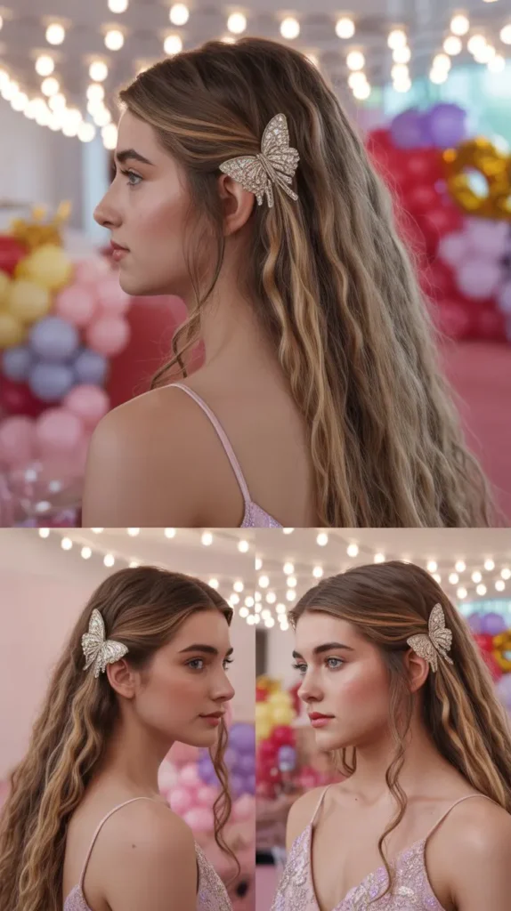 Half-Up with Butterfly Clips