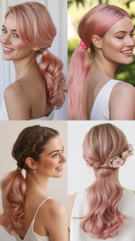 Pink Ponytail for Weddings and Bridesmaids