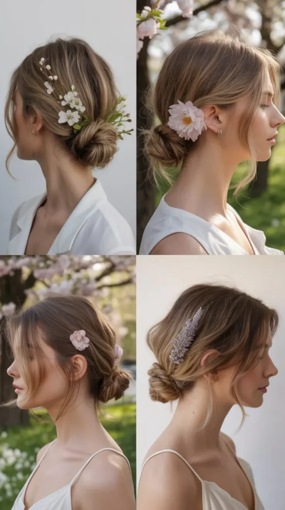 Effortless Low Bun with Loose Pieces