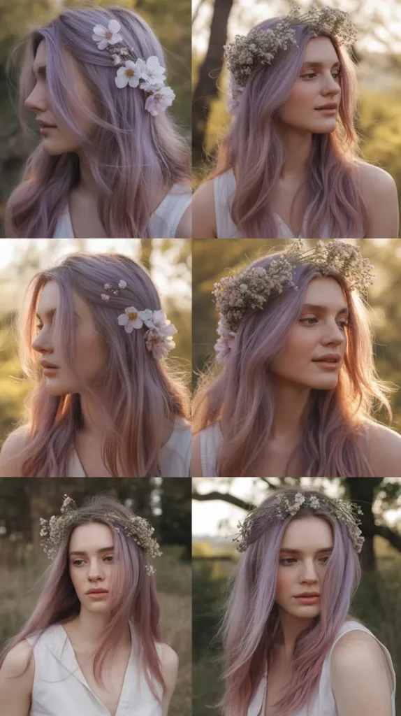 Pastel Hair with Spring Blooms