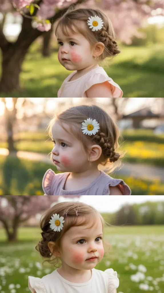 Side Swept Braid with Daisy Clips