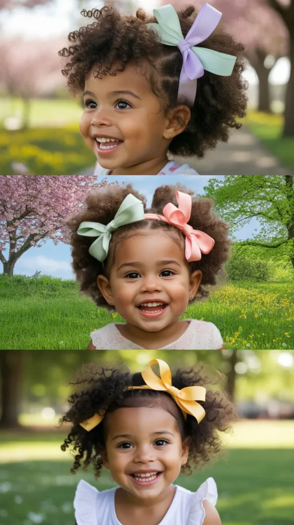  Textured Afro Puffs with Ribbon