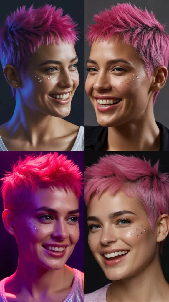 Electric Pink Mohawk-Inspired Short Wig