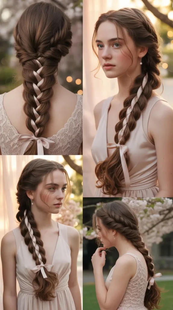 Fishtail Braid with Ribbon