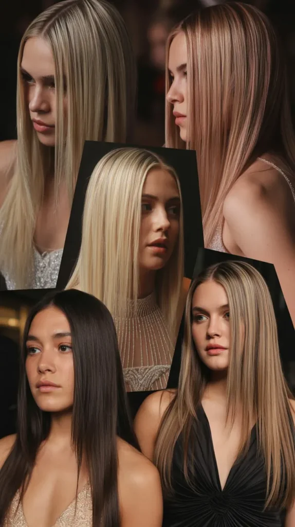 Straight Hair with Money Piece Highlights