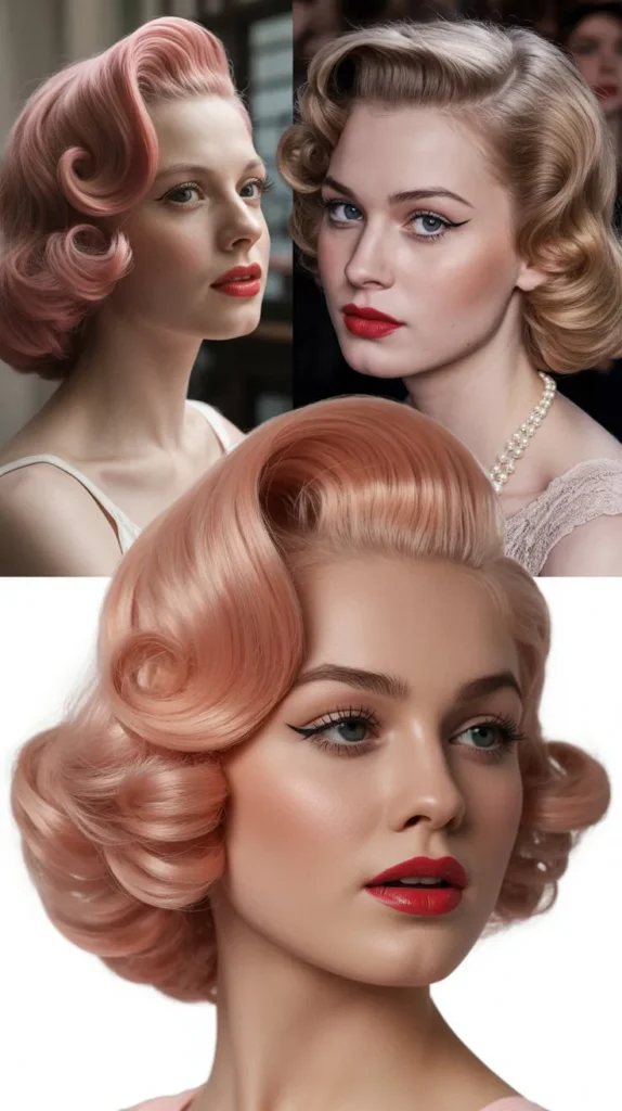 Vintage Pink Pin-Up Wig with Side Part