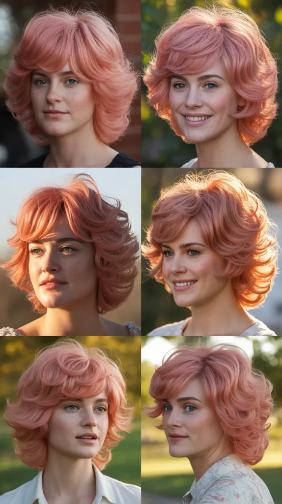 Strawberry Pink Layered Wig with Side Part