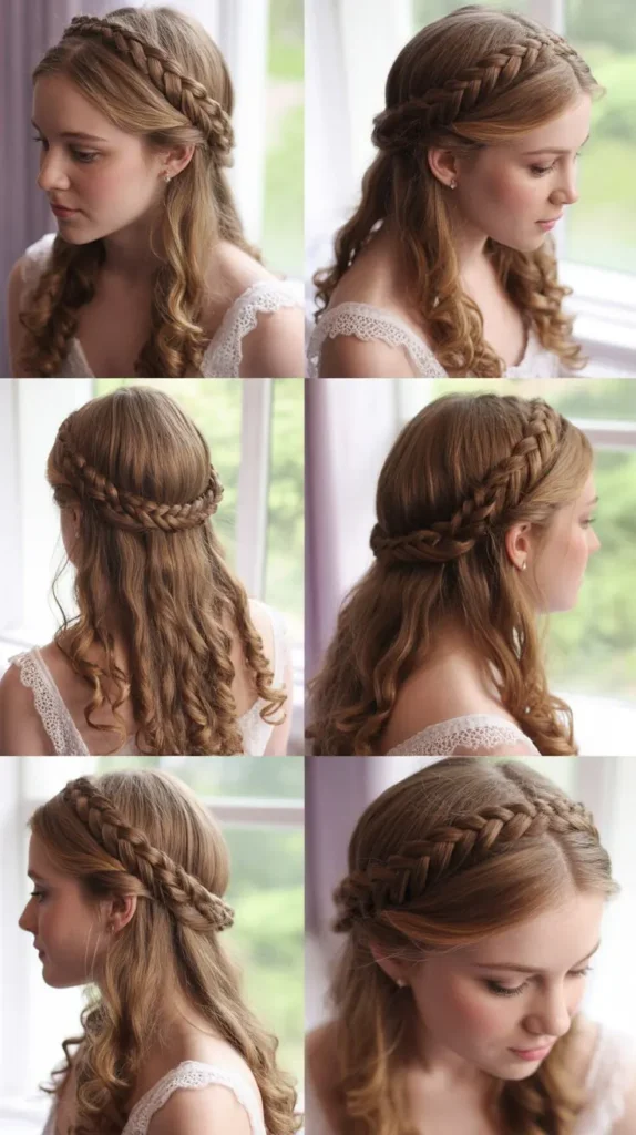 Braided Crown with Cascading Curls