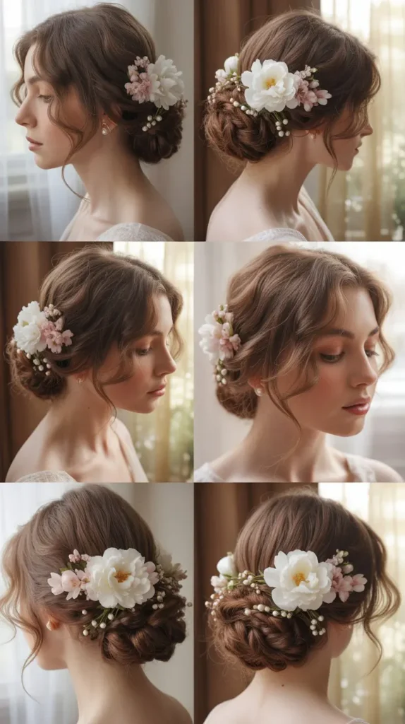 Romantic Updo with Loose Tendrils