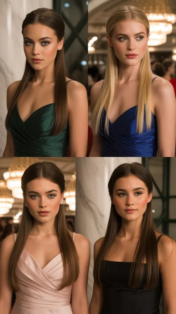 Sleek Straight Half-Up Half-Down Style