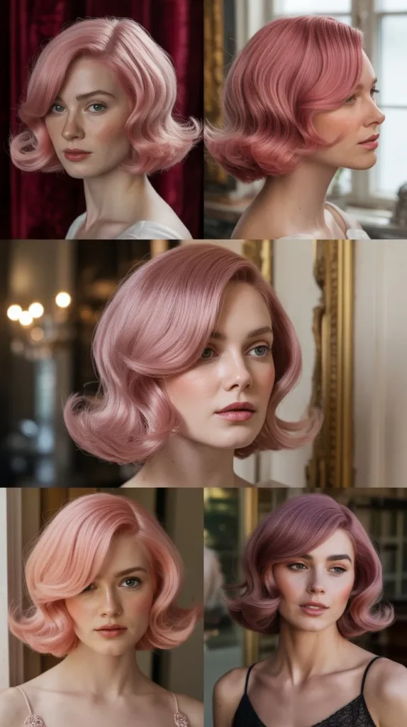 Side-Swept Pink Bob Wig