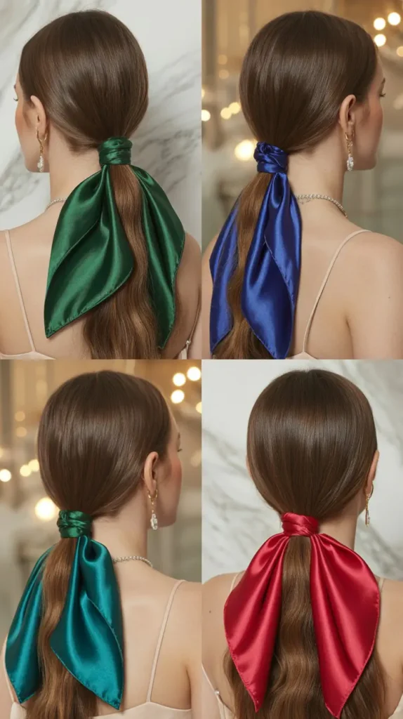 Wrapped Silk Scarf Ponytail