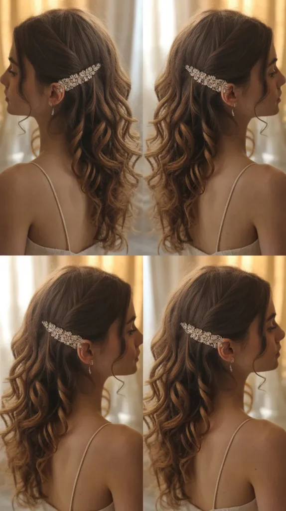 Loose Curls with a Sparkling Barrette