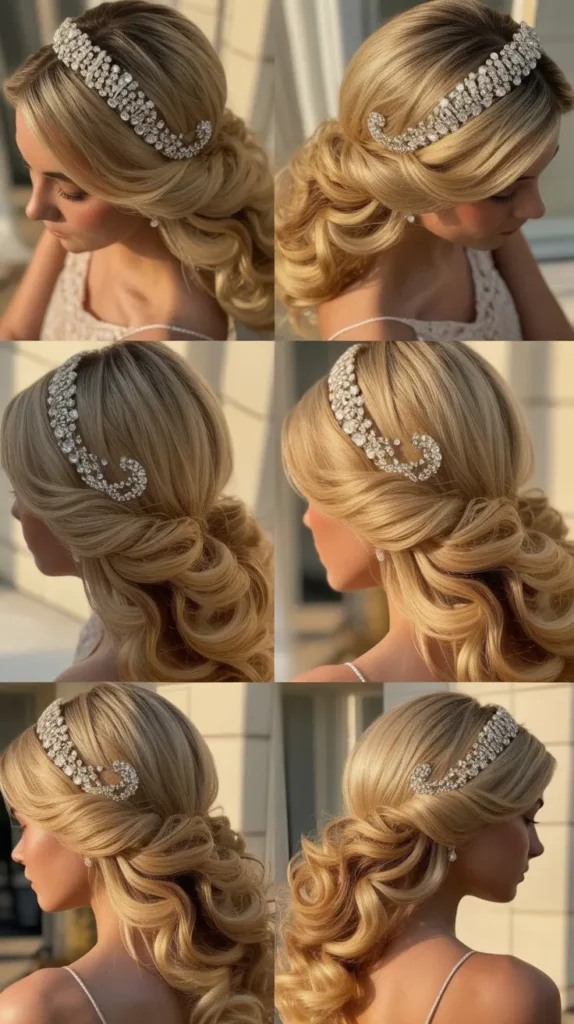 Soft Curls with a Jeweled Headband