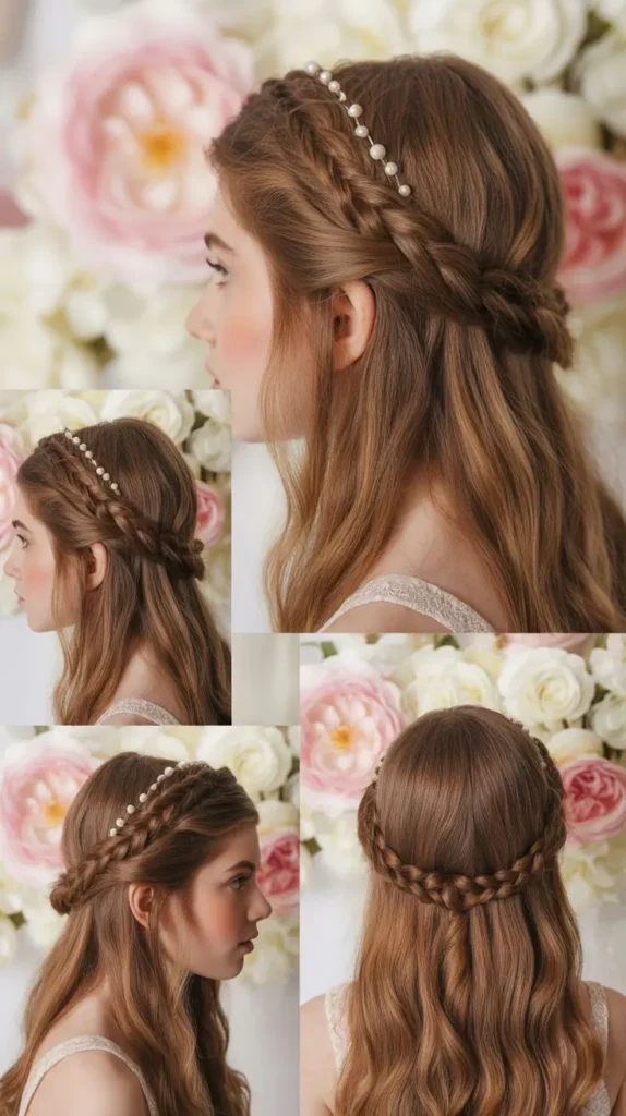 Romantic Half-Up Braided Crown