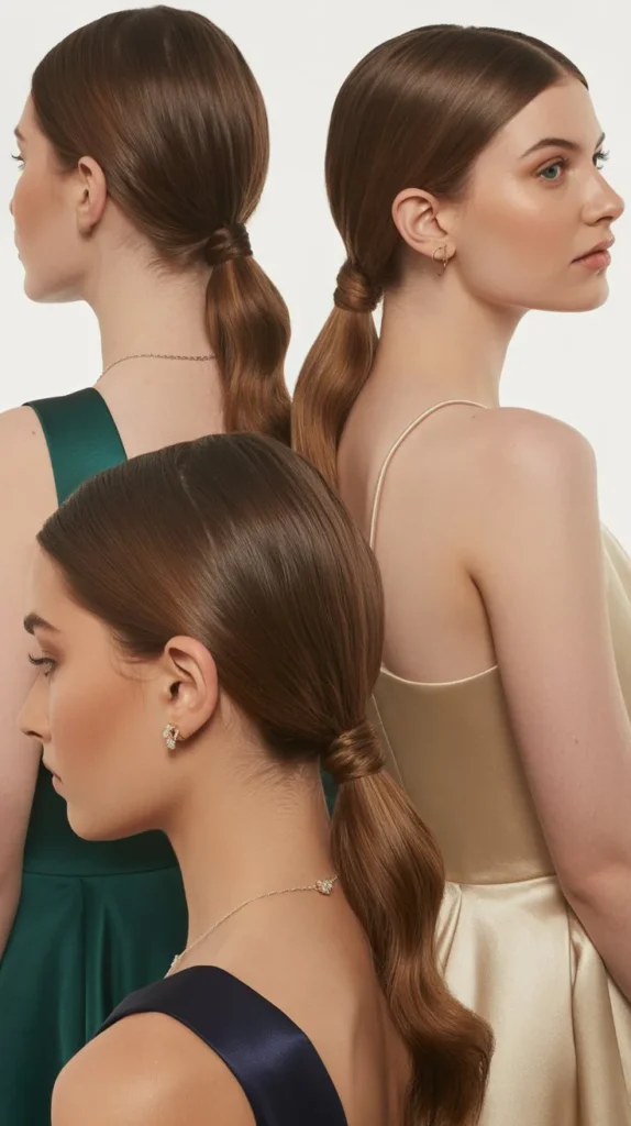 Low Sleek Ponytail with a Middle Part