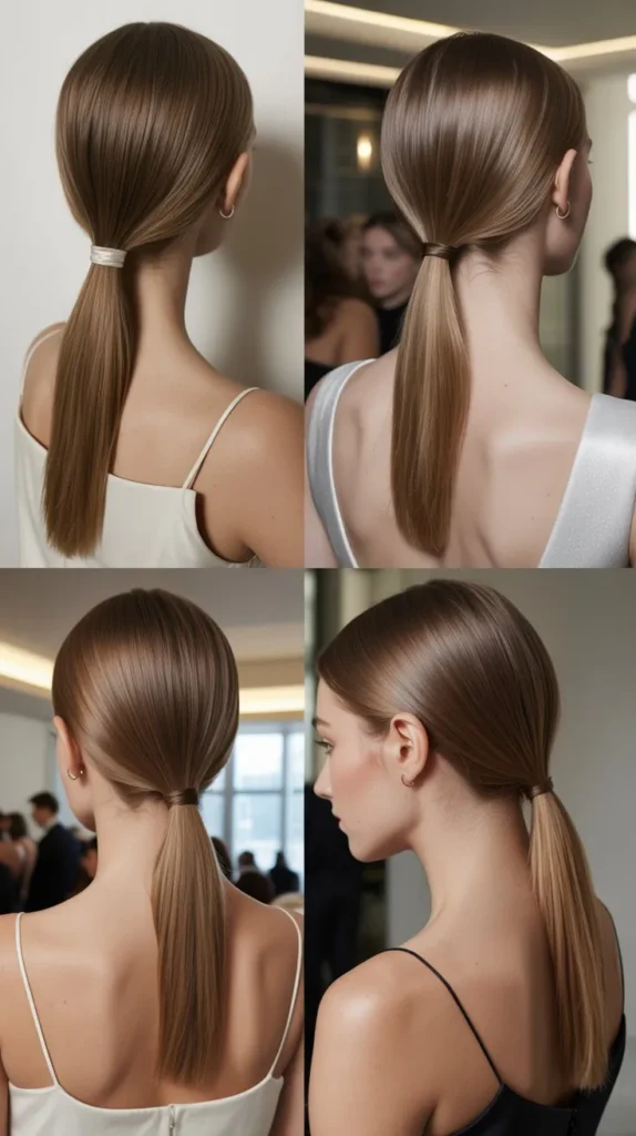 Straight and Sleek Low Ponytail