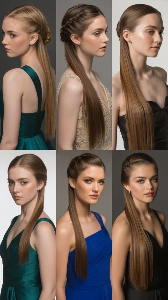 Straight Hair with a Sleek Twisted Updo