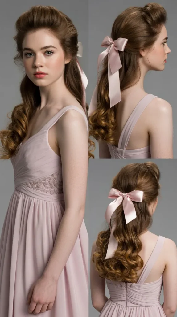 Half-Up Style with a Bow