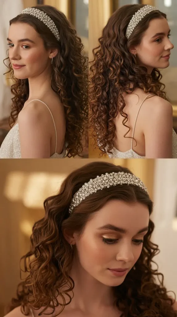 Natural Curls with a Rhinestone Headband