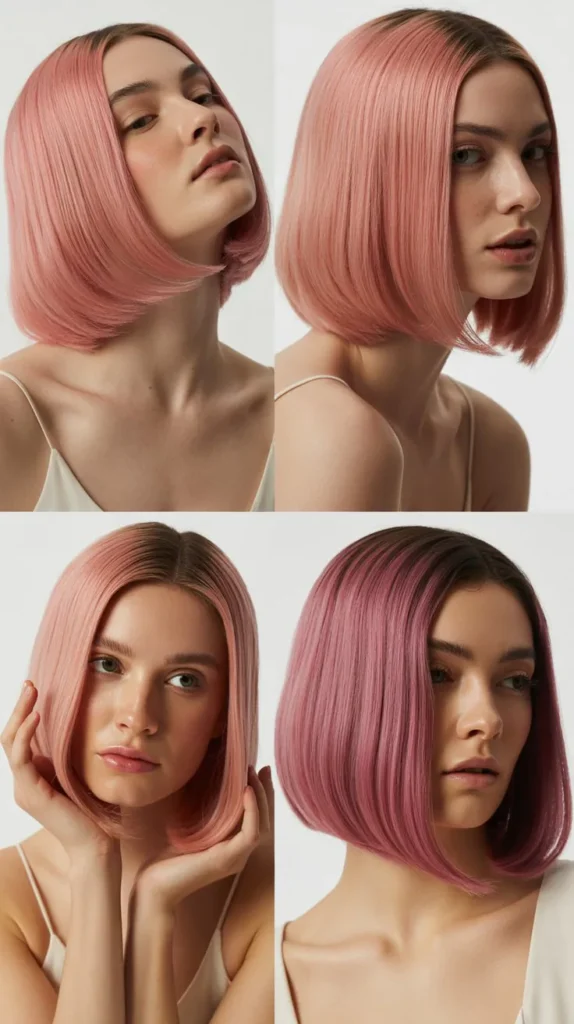 Sleek Straight Pink Lob (Long Bob) Wig