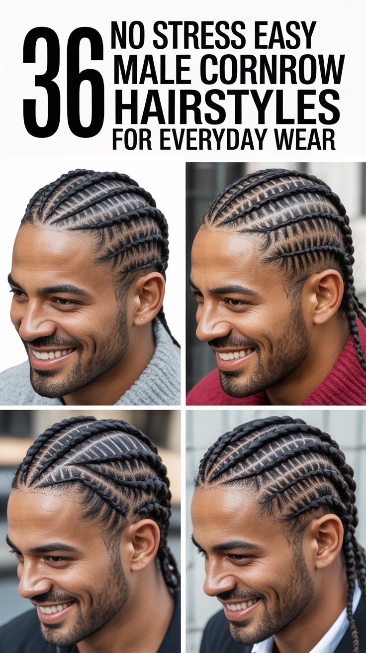 36 No Stress Easy Male Cornrow Hairstyles for Everyday Wear