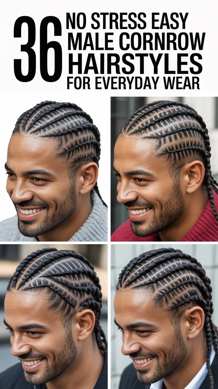 36 No Stress Easy Male Cornrow Hairstyles for Everyday Wear