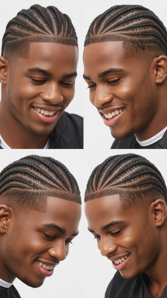 Feed-In Cornrows with Tapered Neckline