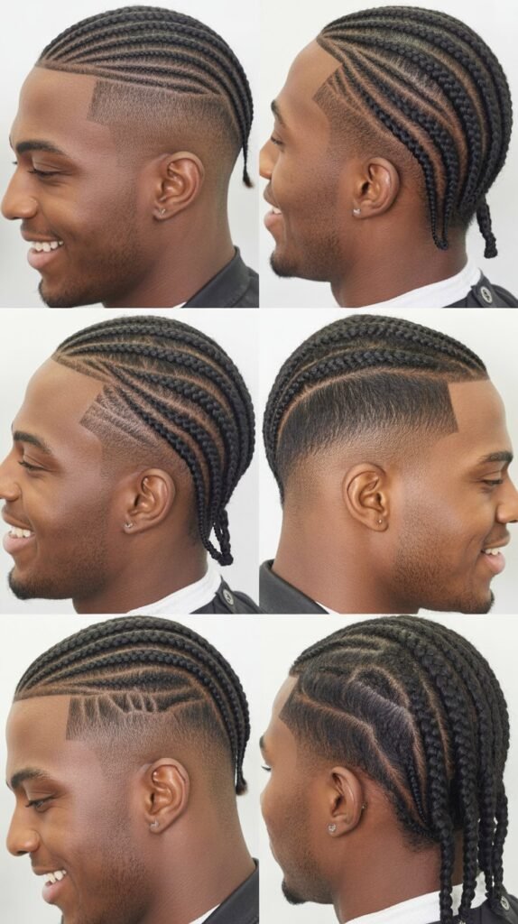 Feed-In Cornrows With Fade