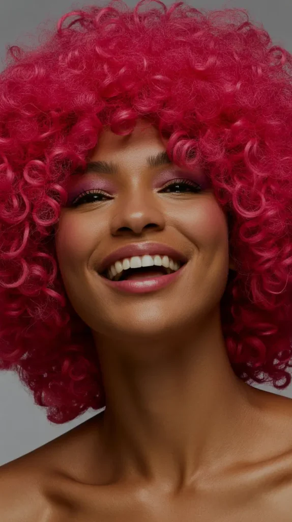 Deep Pink Afro Wig