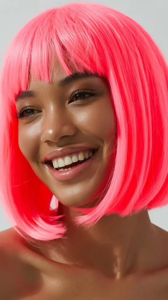 Neon Pink Bob Wig