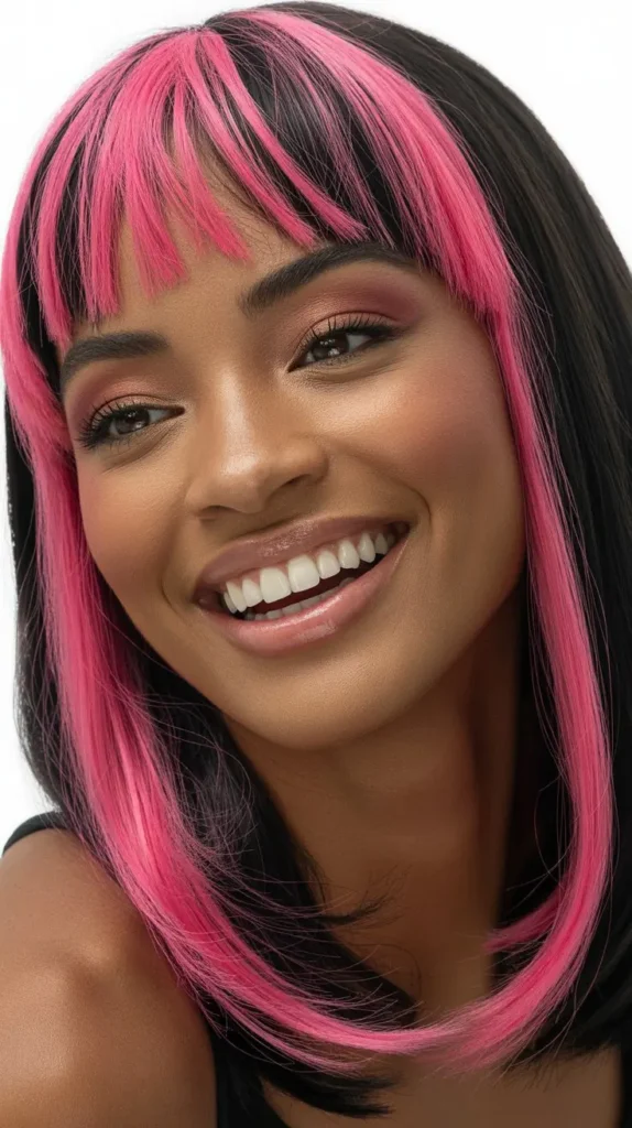 Pink Highlight Bang Wig