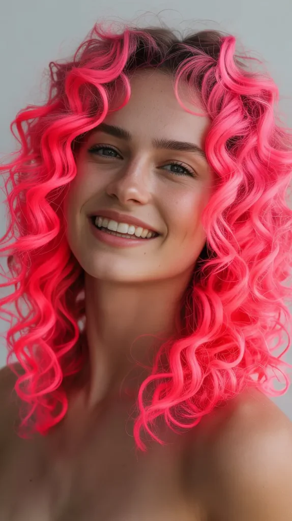 Neon Pink Spiral Curls
