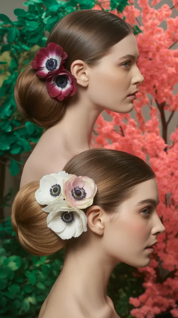 Elegant Chignon with Anemones