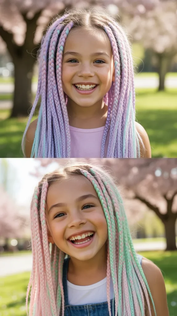 Box Braids with Spring Colors