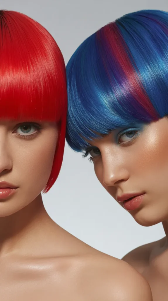 Sleek Straight Hair with Bold Color