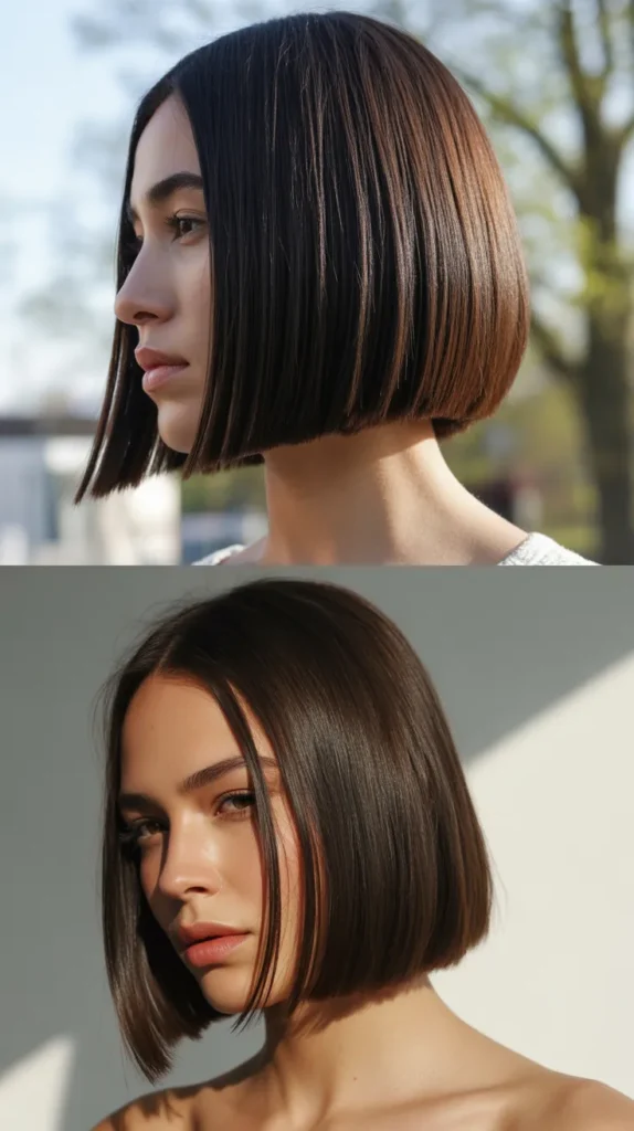 Pin-Straight Hair with Blunt Ends