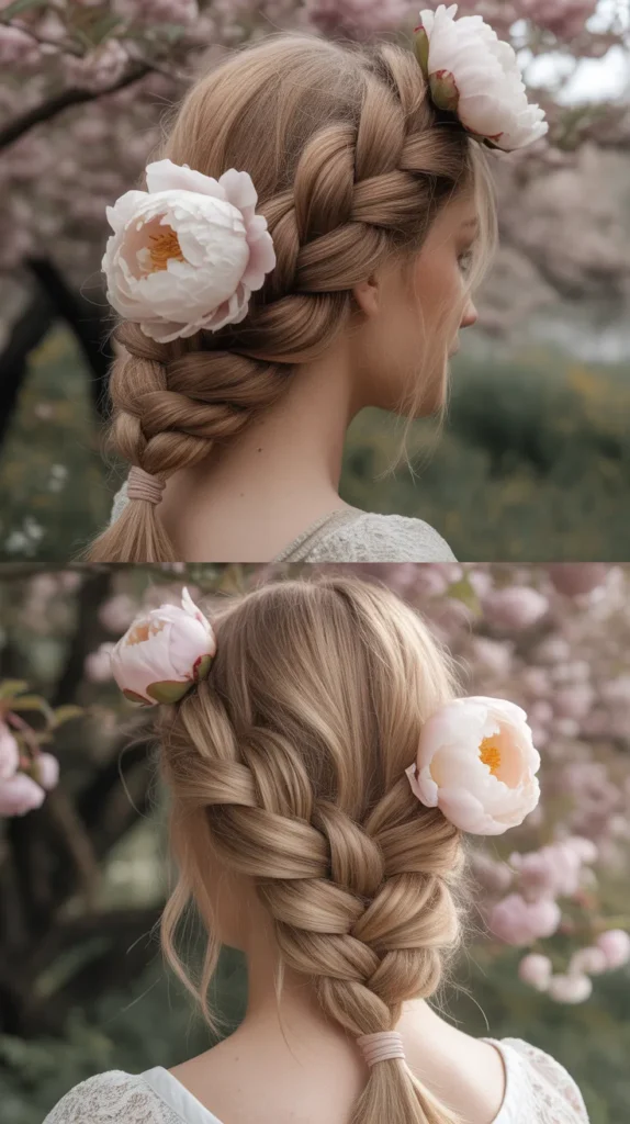 Twisted Rope Braid with Peonies